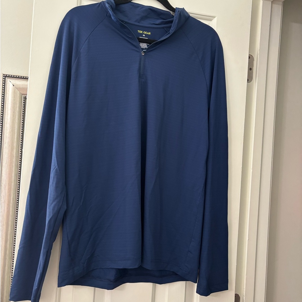 tek gear Men's Lightweight Blue Half-Zip Shirt Jacket